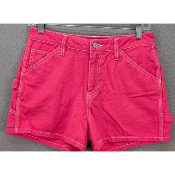 Dickies Denim Shorts Womens Hot Pink Twill Cotton Carpenter Juniors‎ Sz 1/25 Y2K - Picture 3 of 10